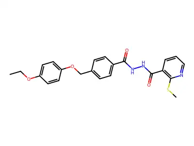 N'-[4-[(4-ethoxyphenoxy)methyl]benzoyl]-2-methylsulfanyl-pyridine-3-carbohydrazide structure