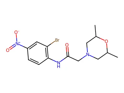 N-(2-bromo-4-nitrophenyl)-2-(2,6-dimethylmorpholin-4-yl)acetamide structure