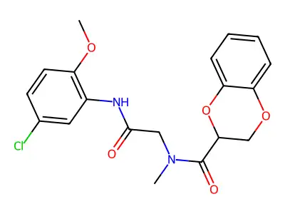 N-[2-(5-chloro-2-methoxyanilino)-2-oxoethyl]-N-methyl-2,3-dihydro-1,4-benzodioxine-3-carboxamide structure