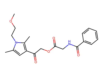 2-[1-(2-methoxyethyl)-2,5-dimethyl-1H-pyrrol-3-yl]-2-oxoethyl 2-(phenylformamido)acetate structure