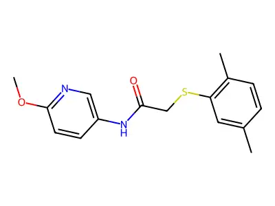 2-(2,5-dimethylphenyl)sulfanyl-N-(6-methoxypyridin-3-yl)acetamide structure