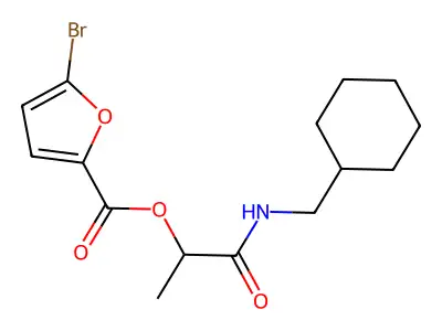 [1-(Cyclohexylmethylamino)-1-oxopropan-2-yl] 5-bromofuran-2-carboxylate structure