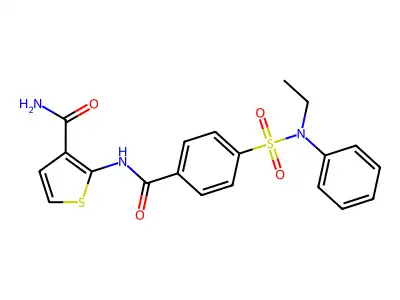 2-{4-[Ethyl(phenyl)sulfamoyl]benzamido}thiophene-3-carboxamide structure