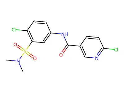 6-chloro-N-[4-chloro-3-(dimethylsulfamoyl)phenyl]pyridine-3-carboxamide structure