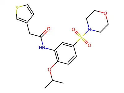 N-(5-morpholin-4-ylsulfonyl-2-propan-2-yloxyphenyl)-2-thiophen-3-ylacetamide structure
