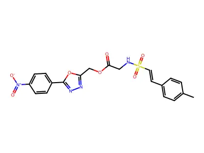 [5-(4-nitrophenyl)-1,3,4-oxadiazol-2-yl]methyl 2-[2-(4-methylphenyl)ethenesulfonamido]acetate structure