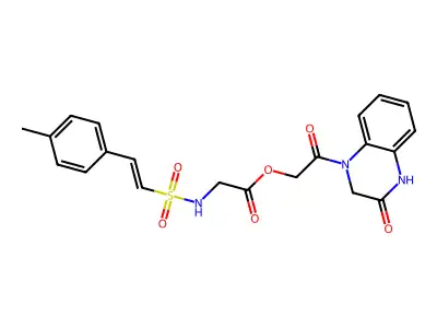 2-oxo-2-(3-oxo-1,2,3,4-tetrahydroquinoxalin-1-yl)ethyl 2-[2-(4-methylphenyl)ethenesulfonamido]acetate structure