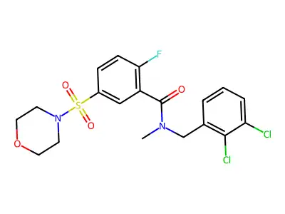 N-[(2,3-dichlorophenyl)methyl]-2-fluoro-N-methyl-5-morpholin-4-ylsulfonylbenzamide structure