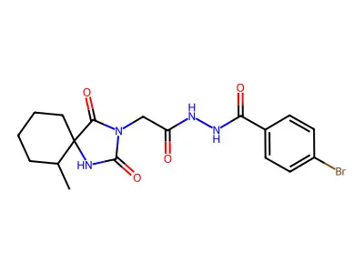 4-bromo-N'-[2-(6-methyl-2,4-dioxo-1,3-diazaspiro[4.5]decan-3-yl)acetyl]benzohydrazide structure