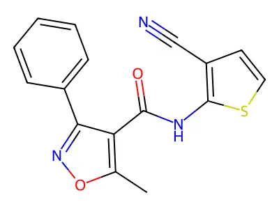 N-(3-cyanothiophen-2-yl)-5-methyl-3-phenyl-1,2-oxazole-4-carboxamide structure