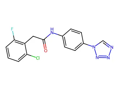 2-(2-chloro-6-fluorophenyl)-N-[4-(tetrazol-1-yl)phenyl]acetamide structure