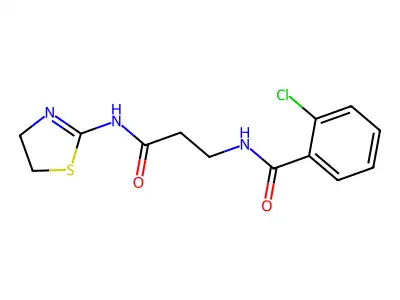 2-chloro-N-[3-(4,5-dihydro-1,3-thiazol-2-ylamino)-3-oxopropyl]benzamide structure