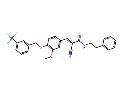(E)-2-cyano-3-[3-methoxy-4-[[3-(trifluoromethyl)phenyl]methoxy]phenyl]-N-phenethylprop-2-enamide structure