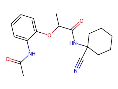 2-(2-acetamidophenoxy)-N-(1-cyanocyclohexyl)propanamide structure