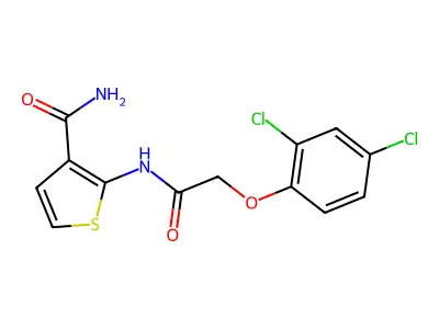 2-(2-(2,4-Dichlorophenoxy)acetamido)thiophene-3-carboxamide structure