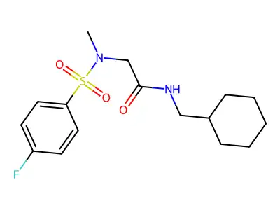 N-(cyclohexylmethyl)-2-[(4-fluorophenyl)sulfonyl-methylamino]acetamide structure