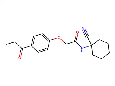 N-(1-cyanocyclohexyl)-2-(4-propanoylphenoxy)acetamide structure