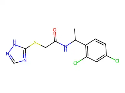 N-[1-(2,4-dichlorophenyl)ethyl]-2-(1H-1,2,4-triazol-5-ylsulfanyl)acetamide structure