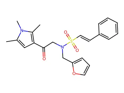 (E)-N-(furan-2-ylmethyl)-N-[2-oxo-2-(1,2,5-trimethylpyrrol-3-yl)ethyl]-2-phenylethenesulfonamide structure