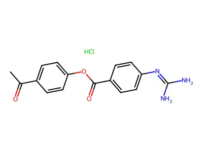 4-Acetylphenyl 4-((aminoiminomethyl)amino)benzoate monohydrochloride structure
