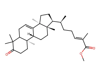 Lanosta-7,24-dien-26-oic acid, 3-oxo-, methyl ester, (13alpha,14beta,1 7alpha,20S,24E)- structure