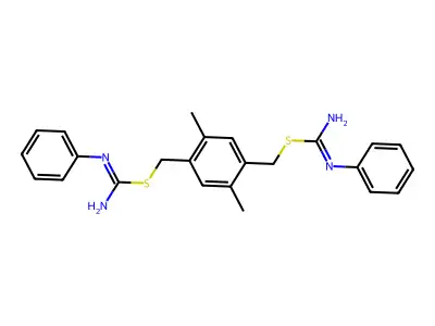 (2,5-Dimethyl-1,4-phenylene)bis(methylene)bis(phenylcarbamimidothioate) structure