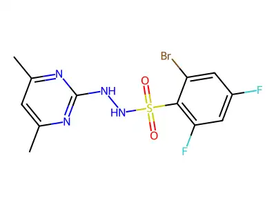 2-bromo-N'-(4,6-dimethylpyrimidin-2-yl)-4,6-difluorobenzenesulfonohydrazide structure