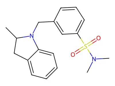 N,N-dimethyl-3-[(2-methyl-2,3-dihydroindol-1-yl)methyl]benzenesulfonamide structure