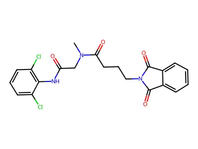 N-[2-(2,6-dichloroanilino)-2-oxoethyl]-4-(1,3-dioxoisoindol-2-yl)-N-methylbutanamide structure