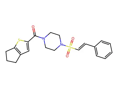 1-{4H,5H,6H-cyclopenta[b]thiophene-2-carbonyl}-4-(2-phenylethenesulfonyl)piperazine structure