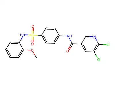 5,6-dichloro-N-{4-[(2-methoxyphenyl)sulfamoyl]phenyl}pyridine-3-carboxamide structure