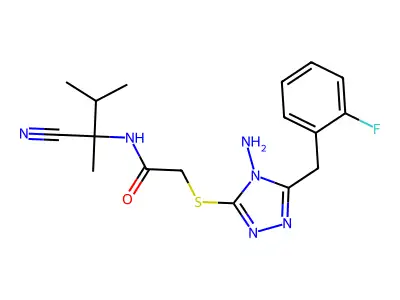 2-({4-amino-5-[(2-fluorophenyl)methyl]-4H-1,2,4-triazol-3-yl}sulfanyl)-N-(1-cyano-1,2-dimethylpropyl)acetamide structure