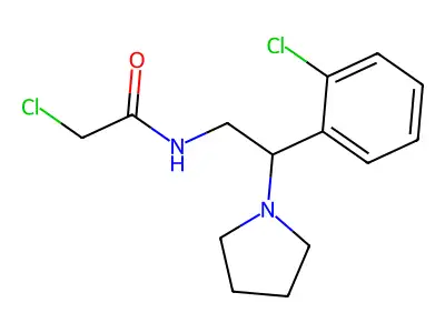 2-chloro-N-[2-(2-chlorophenyl)-2-pyrrolidin-1-ylethyl]acetamide structure