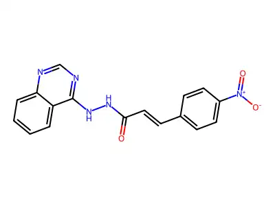 3-(4-nitrophenyl)-N'-(quinazolin-4-yl)prop-2-enehydrazide structure
