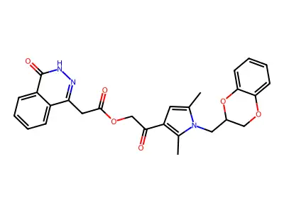 2-{1-[(2,3-dihydro-1,4-benzodioxin-2-yl)methyl]-2,5-dimethyl-1H-pyrrol-3-yl}-2-oxoethyl 2-(4-oxo-3,4-dihydrophthalazin-1-yl)acetate structure