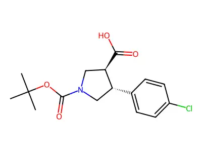 1-(tert-Butoxycarbonyl)-4-(4-chlorophenyl)pyrrolidine-3-carboxylic acid structure