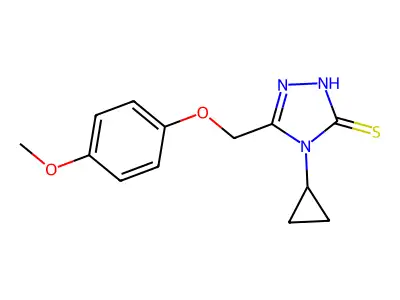 4-cyclopropyl-3-[(4-methoxyphenoxy)methyl]-1H-1,2,4-triazole-5-thione structure