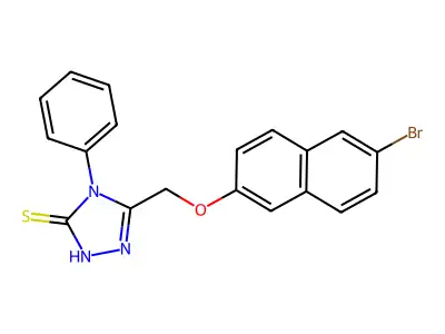 3-[(6-bromonaphthalen-2-yl)oxymethyl]-4-phenyl-1H-1,2,4-triazole-5-thione structure