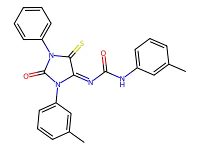 3-phenyl-1-(m-tolyl)-5-(m-tolylcarbamoylimino)-4-thiohydantoin structure