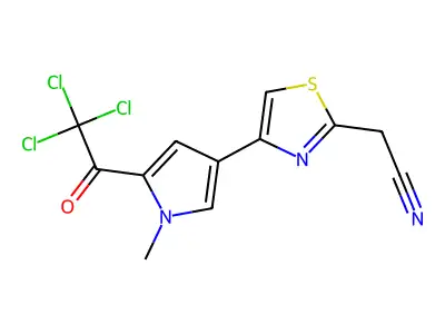 2-(4-(1-Methyl-5-(2,2,2-trichloroacetyl)-1H-pyrrol-3-yl)thiazol-2-yl)acetonitrile structure
