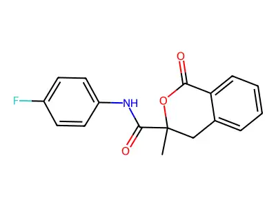N-(4-fluorophenyl)-3-methyl-1-oxo-4H-isochromene-3-carboxamide structure