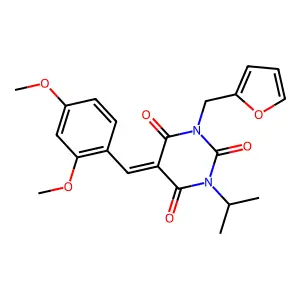 5-(2,4-dimethoxybenzylidene)-1-(2-furylmethyl)-3-isopropyl-2,4,6(1H,3H,5H)-pyrimidinetrione structure