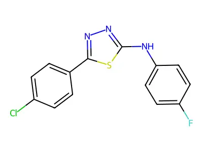 5-(4-chlorophenyl)-N-(4-fluorophenyl)-1,3,4-thiadiazol-2-amine structure