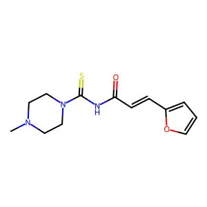 (E)-3-(furan-2-yl)-N-(4-methylpiperazine-1-carbothioyl)prop-2-enamide structure