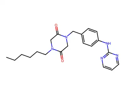 2,5-Piperazinedione, 1-hexyl-4-((4-(2-pyrimidinylamino)phenyl)methyl)- structure