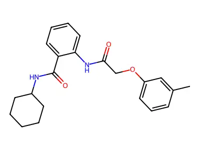 N-cyclohexyl-2-{[(3-methylphenoxy)acetyl]amino}benzamide structure