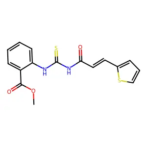 (E)-methyl 2-(3-(3-(thiophen-2-yl)acryloyl)thioureido)benzoate structure