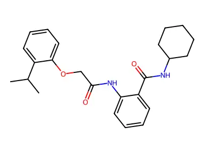 N-cyclohexyl-2-{[(2-isopropylphenoxy)acetyl]amino}benzamide structure