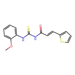 (E)-N-[(2-methoxyphenyl)carbamothioyl]-3-thiophen-2-ylprop-2-enamide structure