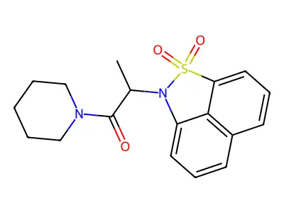 2-(1,1-dioxido-2H-naphtho[1,8-cd]isothiazol-2-yl)-1-(piperidin-1-yl)propan-1-one structure
